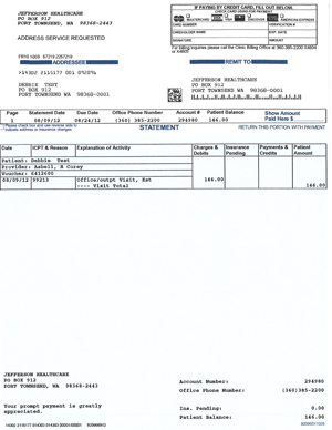 Jefferson Healthcare/Clinics invoice